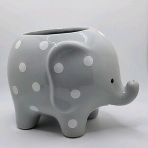 Teleflora Gray Elephant Ceramic Planter Polka Dot Animal Nursery Decor
